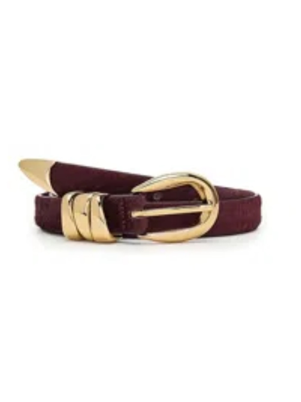 Madewell Cabernet pony hair triple metal keeper Belt with Gold Buckle